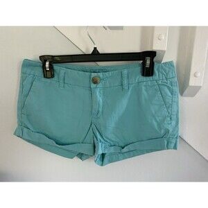 Vintage Summer 2012 Hollister Chino Shorts 100% Cotton Aqua Green  Size 4